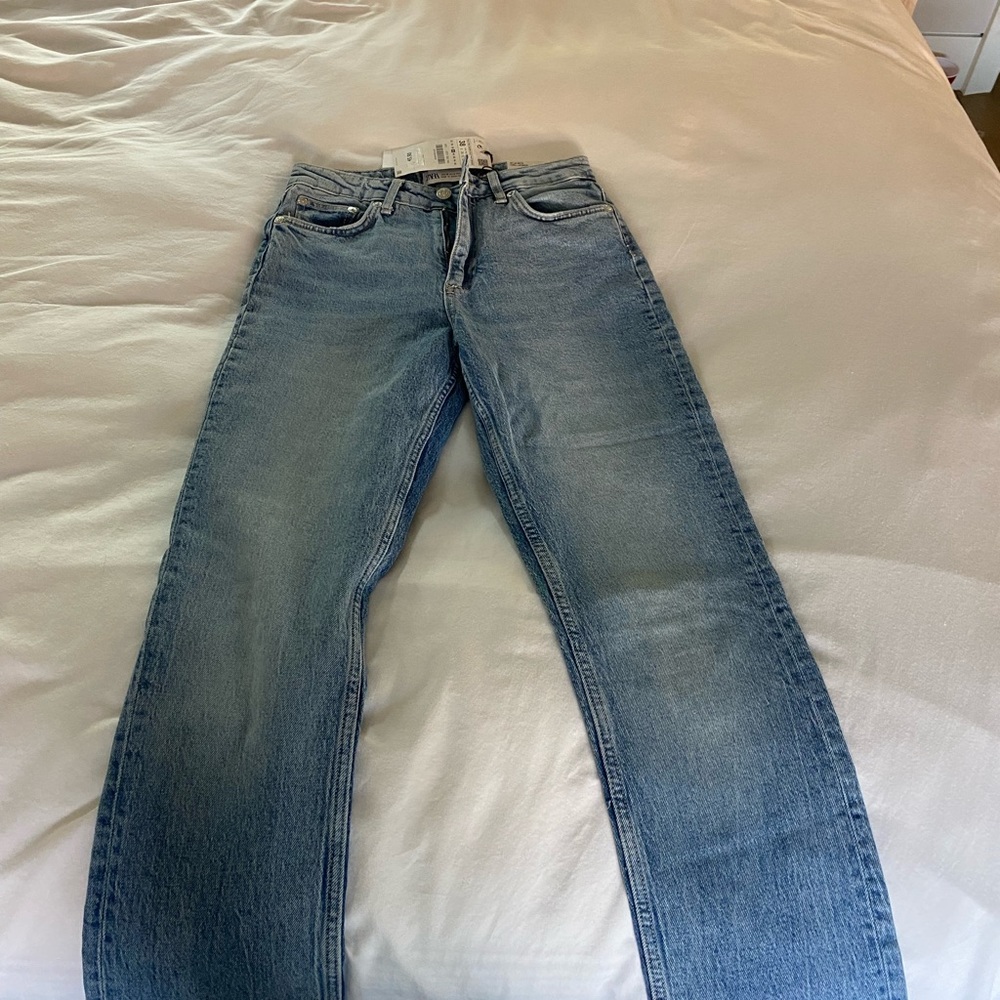 Hi rise split slim jeans